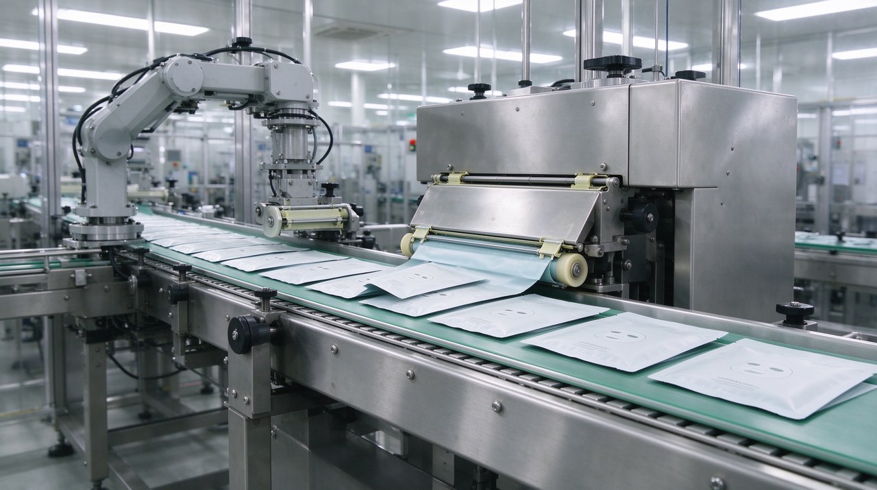 Sheet mask production line in cleanroom