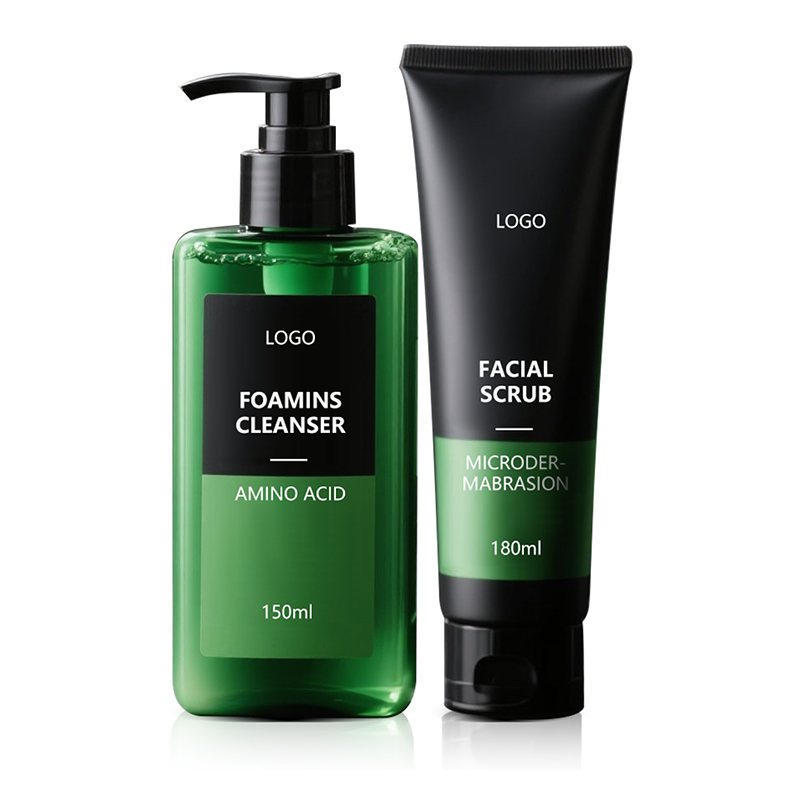 Private Label Amino Acid Foaming Cleanser & Microdermabrasion Facial Scrub Set