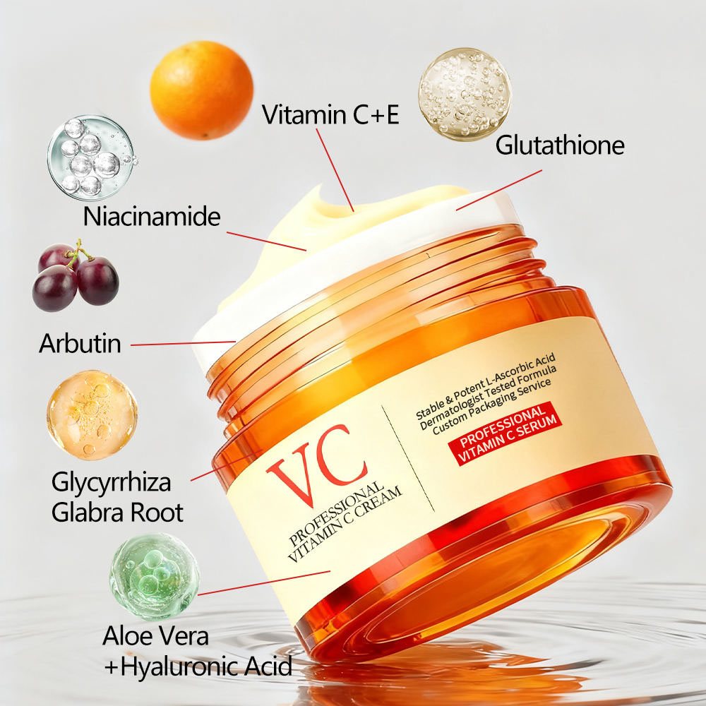Professional Vitamin C Face Cream – Brightening & Anti-Aging Moisturizer with Stable L-Ascorbic Acid, 50g