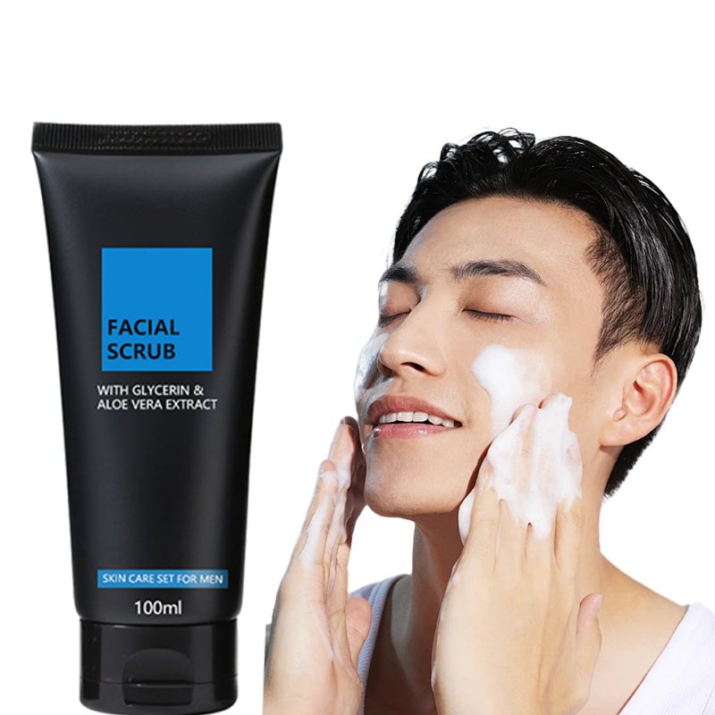 Men's Facial Scrub Cleanser with Glycerin & Aloe Vera Extract