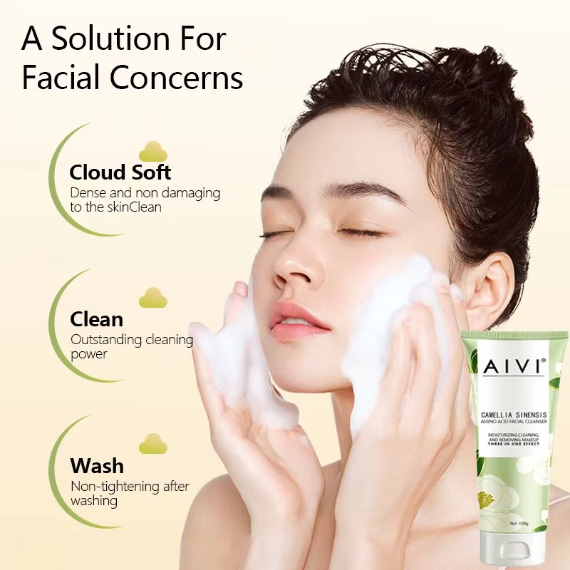 Private Custom OEM Camellia Amino Acid Facial Cleanser, Cloud Soft Texture, Deep Cleansing, Non-drying & No Tightness
