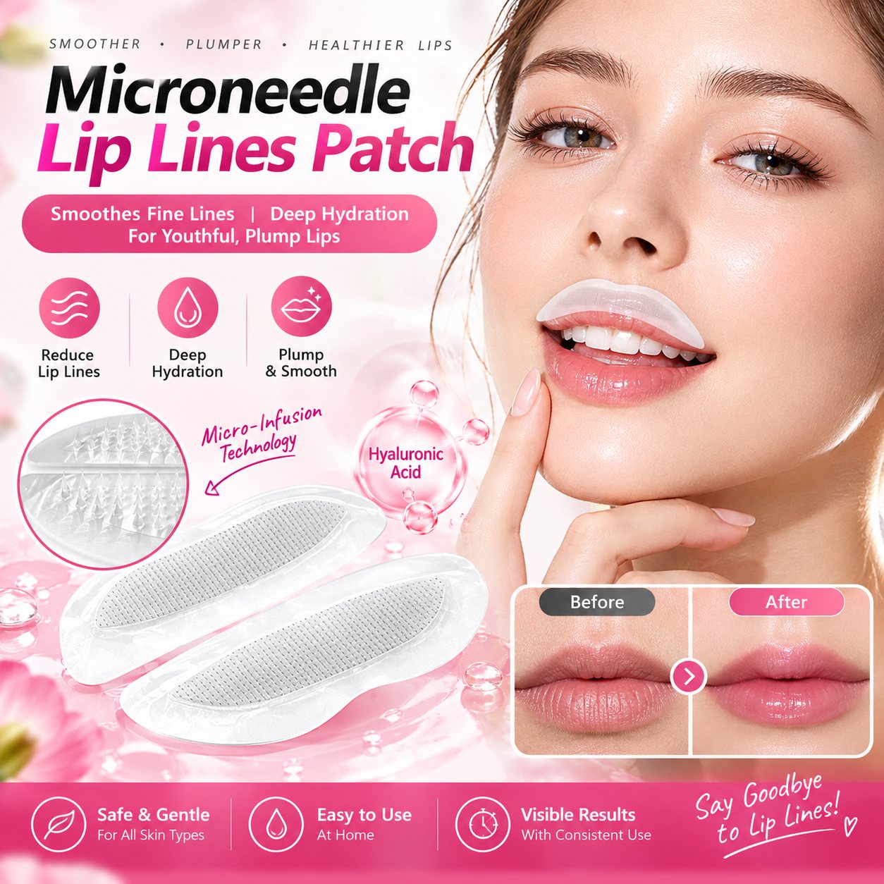Hyaluronic Acid Dissolving Microneedle Lip Mask
